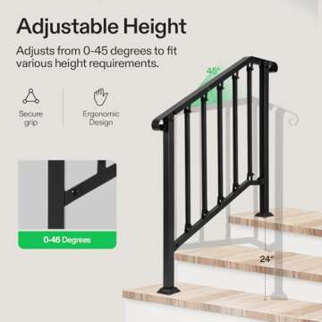 VIVOSUN Outdoor Handrail - Durable & Adjustable Stair Railing