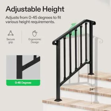 VIVOSUN Outdoor Handrail - Durable & Adjustable Stair Railing