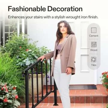 VIVOSUN Outdoor Handrail - Durable & Adjustable Stair Railing