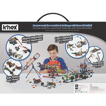 K'nex Intermediate 60 Model Building Set - 395 Parts - Ages 7 & Up - Creative Building Toy, Multicol...