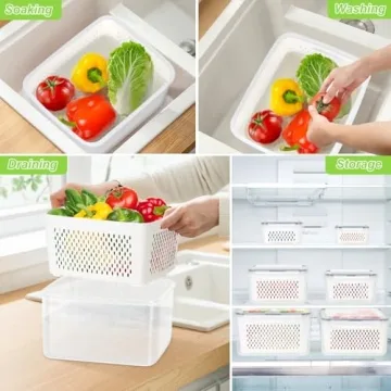 ODOMU 4 Pack Food Storage Container Set for Produce