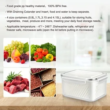 ODOMU 4 Pack Food Storage Container Set for Produce