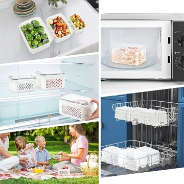 ODOMU 4 Pack Food Storage Container Set for Produce