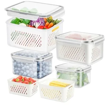 ODOMU 4 Pack Food Storage Container Set for Produce