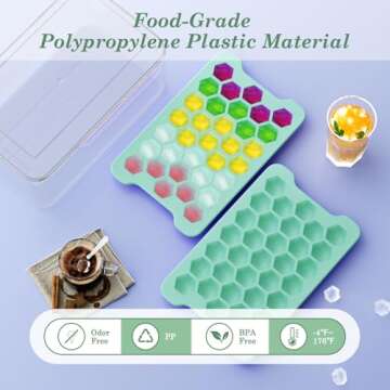 Small Ice Cube Tray for Freezer: FDDAI Easy Release Ice Cube Maker - Plastic Stackable Cubed Ice Tra...