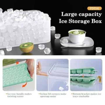 Small Ice Cube Tray for Freezer: FDDAI Easy Release Ice Cube Maker - Plastic Stackable Cubed Ice Trays and Bin - Making Tiny Honeycomb Icecubes