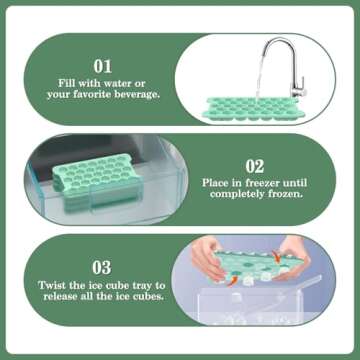Small Ice Cube Tray for Freezer: FDDAI Easy Release Ice Cube Maker - Plastic Stackable Cubed Ice Trays and Bin - Making Tiny Honeycomb Icecubes