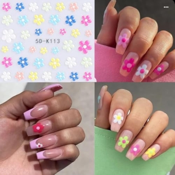 YOSOMMK Flower Nail Stickers for Creative Nail Art
