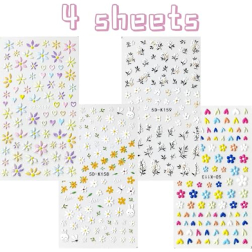 YOSOMMK Flower Nail Stickers for Creative Nail Art