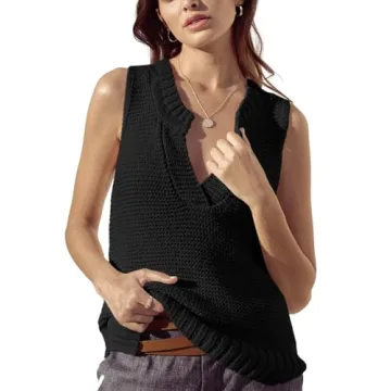 Saodimallsu Womens Sleeveless Sweater Vest Lightweight V Neck Summer Sweater Tank Tops Casual Knit T...