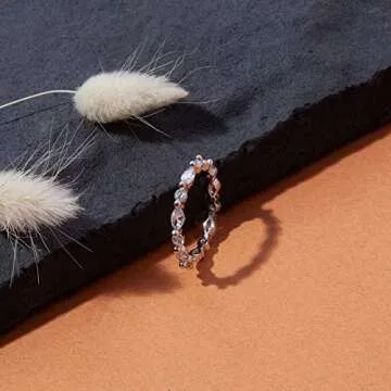 PAVOI 14K Gold Plated Rings Cubic Zirconia Love - 2.5mm Stackable Rings for Women