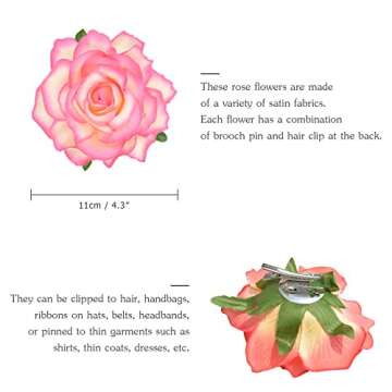 DRESHOW 5 Pcs Rose Hair Clip Flower Bridal Hair Pins Rose Brooch Floral Clips Head Ornament Wedding ...