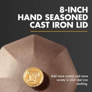 FINEX 8" Cast Iron Skillet Lid with Brass Handle - Elevate Your Cooking Experience