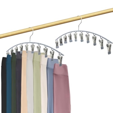 Magic Closet Storage Organizer: Space Saving Legging Hangers with 10 Clips, 2 Pack for Hats, Scarves...