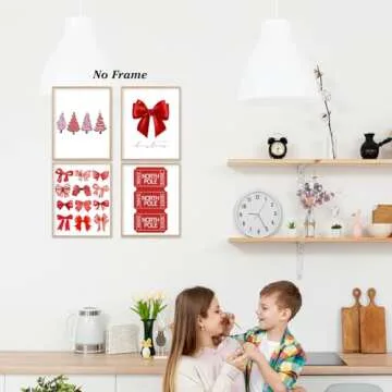 Boat Wades Red Coquette Christmas Bow Wall Art Set