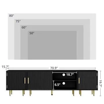 Cozy Castle 75" Modern Fluted Stand for TV up to 80", Mid Century Entertainment Center with Storage ...