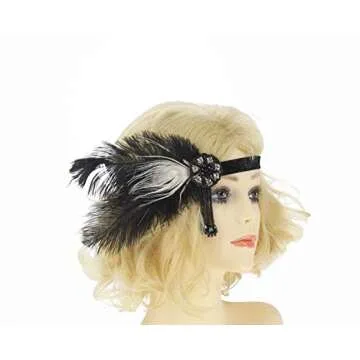 Letter Love Women 1920s Vintage Flapper Fringe Beaded Gatsby Party Dress With 20s Accessories Set (XXL, Black)