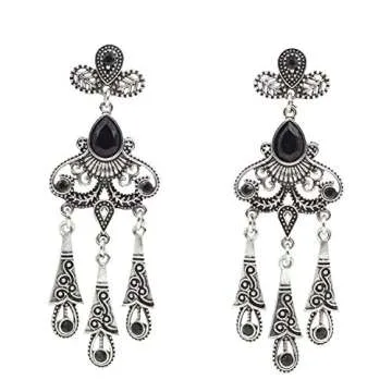 Letter Love Women 1920s Vintage Flapper Fringe Beaded Gatsby Party Dress With 20s Accessories Set (XXL, Black)