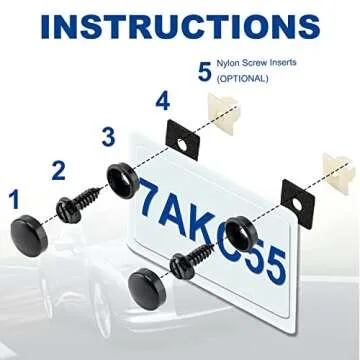 Hoewina License Plate Screw Kit, 8 Sets Stainless Anti Theft License Plate Screws, Anti-Rattle & Rust-Proof Bolts for Securing License Plates Frames or Covers on Cars, Trucks, SUVs (Black)