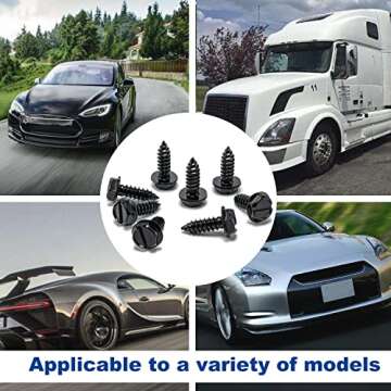 Hoewina License Plate Screw Kit, 8 Sets Stainless Anti Theft License Plate Screws, Anti-Rattle & Rust-Proof Bolts for Securing License Plates Frames or Covers on Cars, Trucks, SUVs (Black)