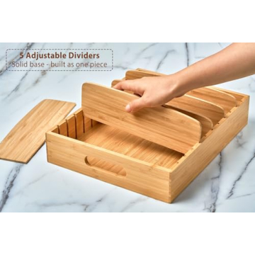 Bamboo Food Container Lids Organizer for Kitchen Storage