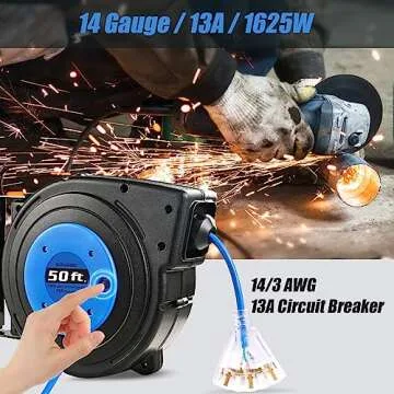 SURAIELEC 50 FT Retractable Extension Cord Reel