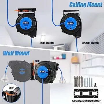 SURAIELEC 50 FT Retractable Extension Cord Reel