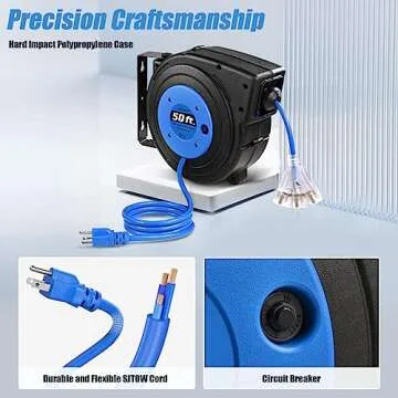 SURAIELEC 50 FT Retractable Extension Cord Reel