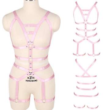 Stylish Women's Pink Garter Belt Harness for Festivals