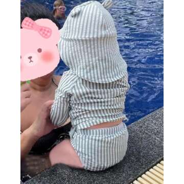 LDIOIF Toddler Boy & Girls Swim Diapers Washable Reusable Swimming Diapers BPA Free Swimmers SPF Seersucker Swim Pants 18-24M