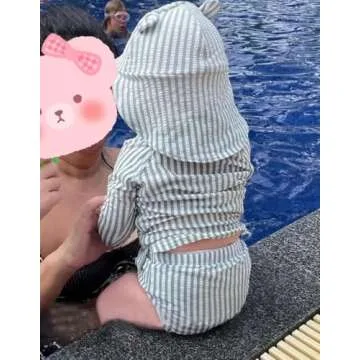 LDIOIF Toddler Boy & Girls Swim Diapers Washable Reusable Swimming Diapers BPA Free Swimmers SPF Seersucker Swim Pants 18-24M