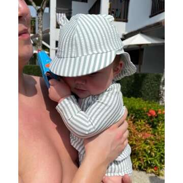 LDIOIF Toddler Boy & Girls Swim Diapers Washable Reusable Swimming Diapers BPA Free Swimmers SPF Seersucker Swim Pants 18-24M