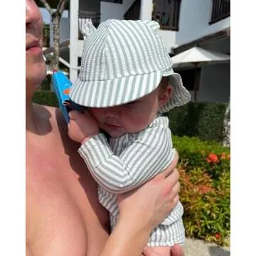 LDIOIF Toddler Boy & Girls Swim Diapers Washable Reusable Swimming Diapers BPA Free Swimmers SPF Seersucker Swim Pants 18-24M