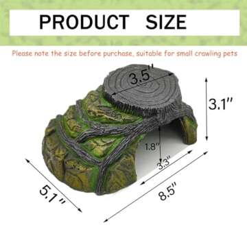 Hamiledyi Reptile Hideout Cave,Resin Simulation Rock Hideout Terrarium Habitat Decortion for Lizards Geckos Chameleons Frogs Turtles Snakes(S).