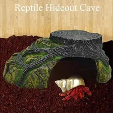 Hamiledyi Reptile Hideout Cave,Resin Simulation Rock Hideout Terrarium Habitat Decortion for Lizards Geckos Chameleons Frogs Turtles Snakes(S).