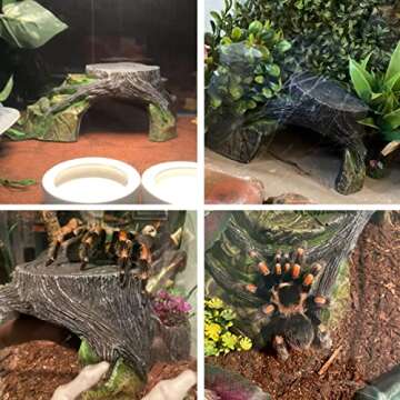 Hamiledyi Reptile Hideout Cave,Resin Simulation Rock Hideout Terrarium Habitat Decortion for Lizards Geckos Chameleons Frogs Turtles Snakes(S).