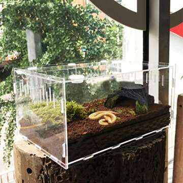 Hamiledyi Reptile Hideout Cave,Resin Simulation Rock Hideout Terrarium Habitat Decortion for Lizards Geckos Chameleons Frogs Turtles Snakes(S).