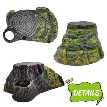 Hamiledyi Reptile Hideout Cave,Resin Simulation Rock Hideout Terrarium Habitat Decortion for Lizards Geckos Chameleons Frogs Turtles Snakes(S).