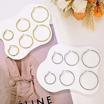 Stylish Sroyte Hypoallergenic Hoop Earrings Set for Women