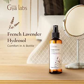 Gya Labs Lavender Hydrosol Spray for Skin - Lavender Pillow Spray for Sleeping, 100% Pure Natural, Face & Pillow Mist, Body Spray (3.4 Fl Oz)