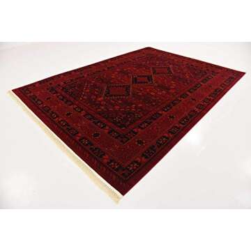 Stylish Unique Loom Tekke Collection Area Rug Red and Black