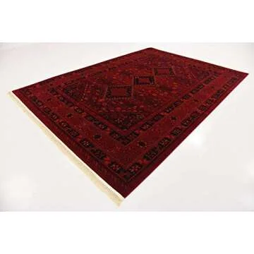 Stylish Unique Loom Tekke Collection Area Rug Red and Black