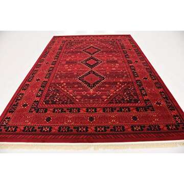 Stylish Unique Loom Tekke Collection Area Rug Red and Black