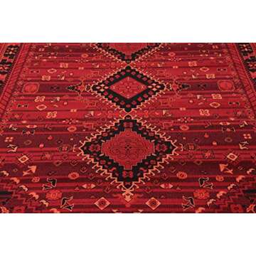 Stylish Unique Loom Tekke Collection Area Rug Red and Black