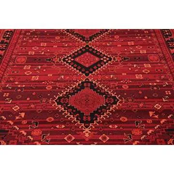 Stylish Unique Loom Tekke Collection Area Rug Red and Black