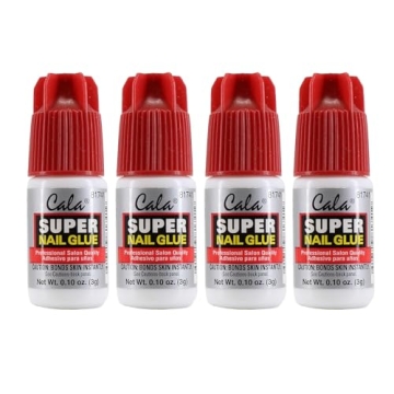 CALA Super Nail Glue - Professional Salon Quality Quick and Strong Nail Adhesive (Pack of 4)