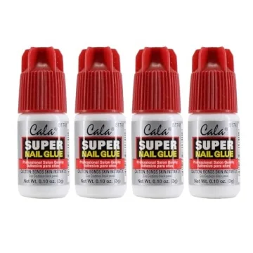CALA Super Nail Glue - Professional Salon Quality Quick and Strong Nail Adhesive (Pack of 4)