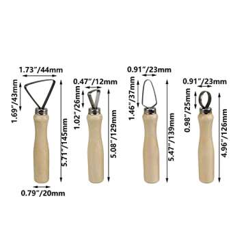 BQLZR Cake Carving Tools Modeling Tools Sculpting Tools For Soft Clay And Wax Stainless Steel Wooden Handle Flat Pottery Carving Tools Pottery Sculpting Tool Set Pack of 10