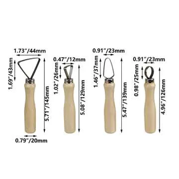 BQLZR Cake Carving Tools Modeling Tools Sculpting Tools For Soft Clay And Wax Stainless Steel Wooden Handle Flat Pottery Carving Tools Pottery Sculpting Tool Set Pack of 10