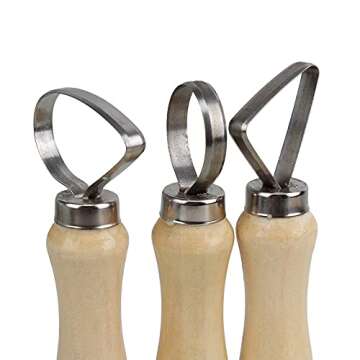 BQLZR Cake Carving Tools Modeling Tools Sculpting Tools For Soft Clay And Wax Stainless Steel Wooden Handle Flat Pottery Carving Tools Pottery Sculpting Tool Set Pack of 10